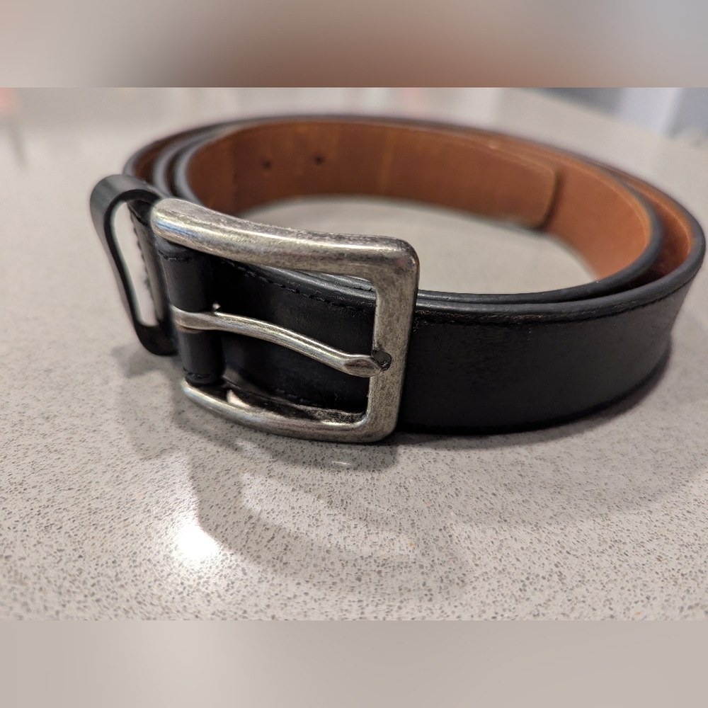 Boconi Black Leather Belt with Silver Buckle - Picture 2 of 10